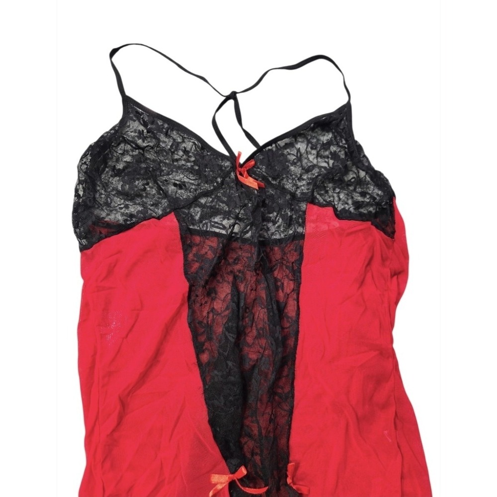 Sexy‎ Red & Black Lace Babydoll Lingerie Chemise Nightgown Mesh Slip - Plus XXXL - Picture 2 of 4